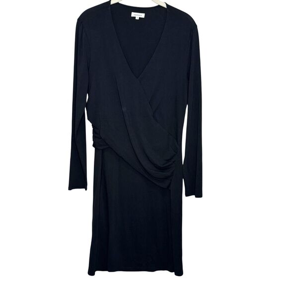 Sundance Dress Medium Charcoal Black Long Sleeve Draped Waist Midi Modal Cotton - Picture 1 of 10